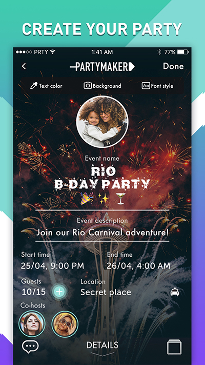 Create your event - PartyMaker App